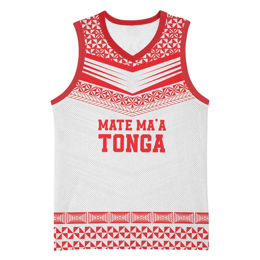 Custom Mate Ma'a Tonga Heritage Basketball Jersey Pacific Tribal Rugby White Edition LT9 Unisex White - Polynesian Pride
