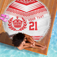 Custom Mate Ma'a Tonga Heritage Beach Blanket Pacific Tribal Rugby White Edition LT9 - Polynesian Pride