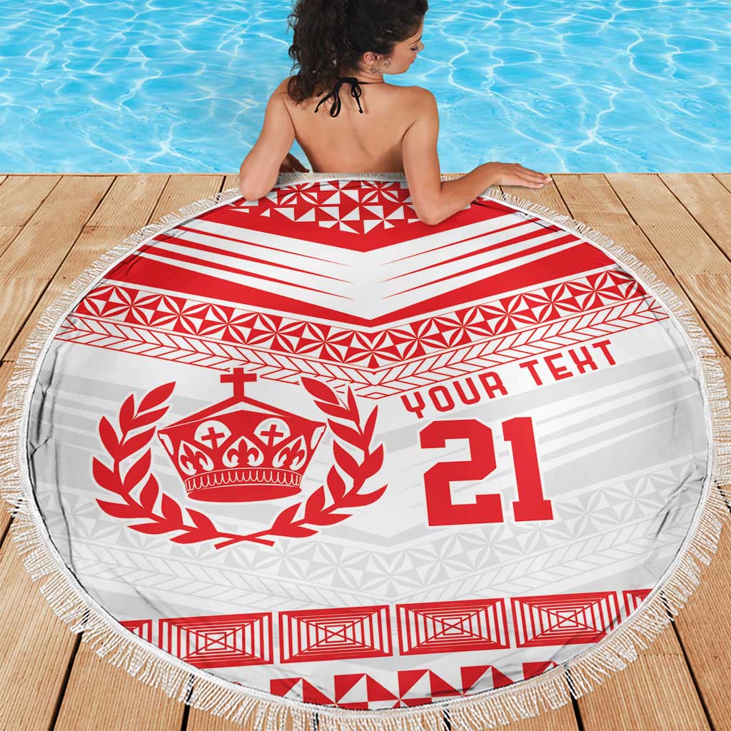 Custom Mate Ma'a Tonga Heritage Beach Blanket Pacific Tribal Rugby White Edition LT9 - Polynesian Pride