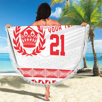 Custom Mate Ma'a Tonga Heritage Beach Blanket Pacific Tribal Rugby White Edition LT9 - Polynesian Pride