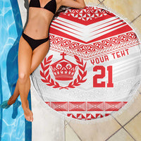 Custom Mate Ma'a Tonga Heritage Beach Blanket Pacific Tribal Rugby White Edition LT9 - Polynesian Pride