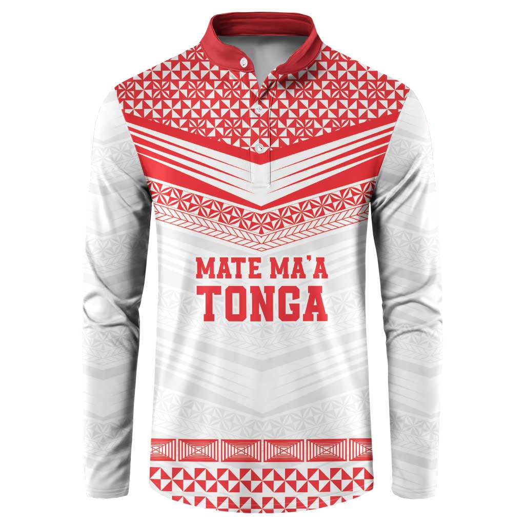 Custom Mate Ma'a Tonga Heritage Button Sweatshirt Pacific Tribal Rugby White Edition LT9 White - Polynesian Pride
