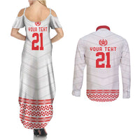 Custom Mate Ma'a Tonga Heritage Couples Matching Summer Maxi Dress and Long Sleeve Button Shirt Pacific Tribal Rugby White Edition LT9 - Polynesian Pride