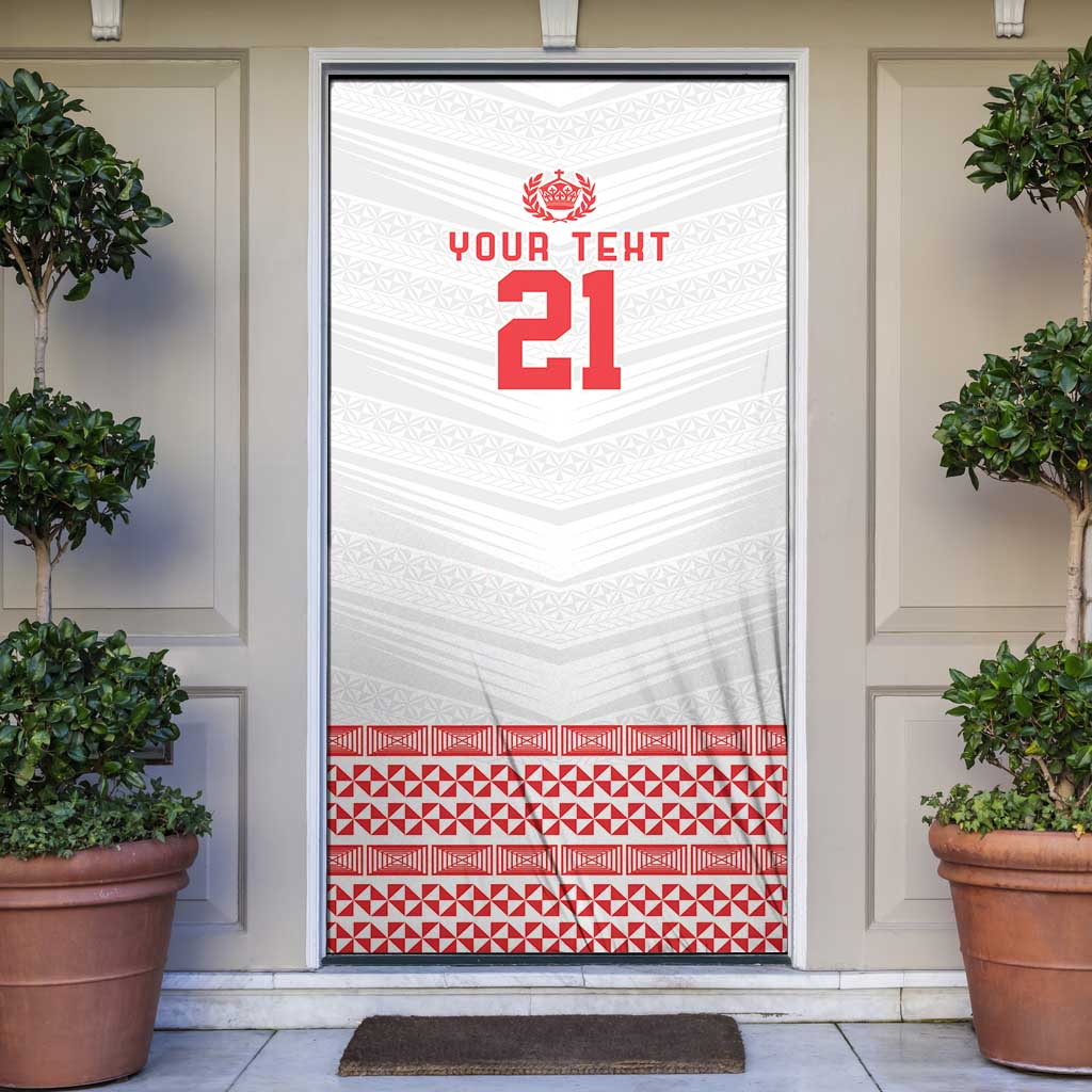 Custom Mate Ma'a Tonga Heritage Door Cover Pacific Tribal Rugby White Edition LT9 White - Polynesian Pride