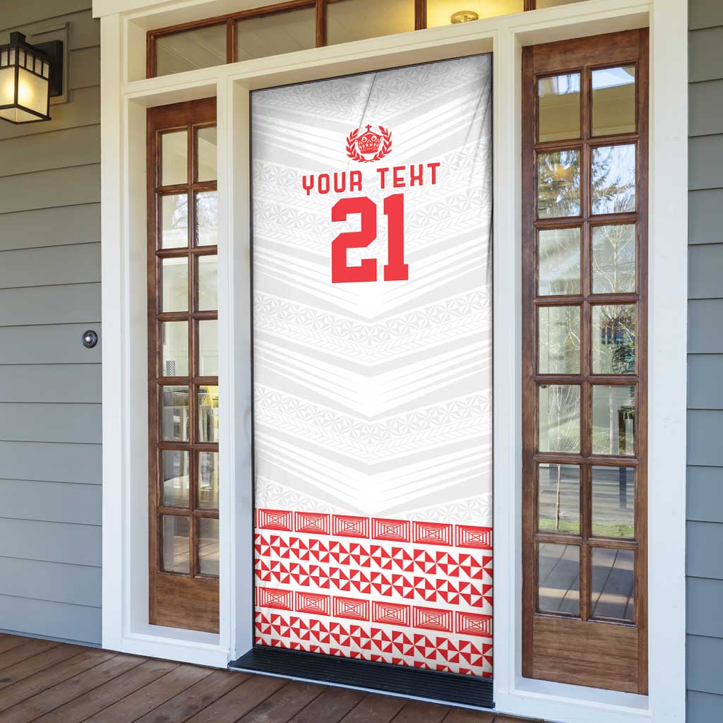 Custom Mate Ma'a Tonga Heritage Door Cover Pacific Tribal Rugby White Edition LT9 - Polynesian Pride