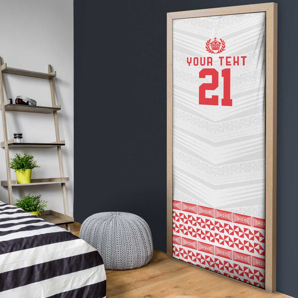 Custom Mate Ma'a Tonga Heritage Door Cover Pacific Tribal Rugby White Edition LT9 - Polynesian Pride