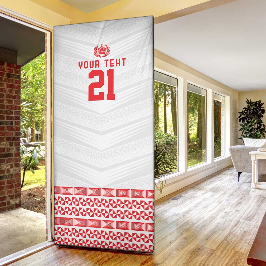 Custom Mate Ma'a Tonga Heritage Door Cover Pacific Tribal Rugby White Edition LT9 - Polynesian Pride