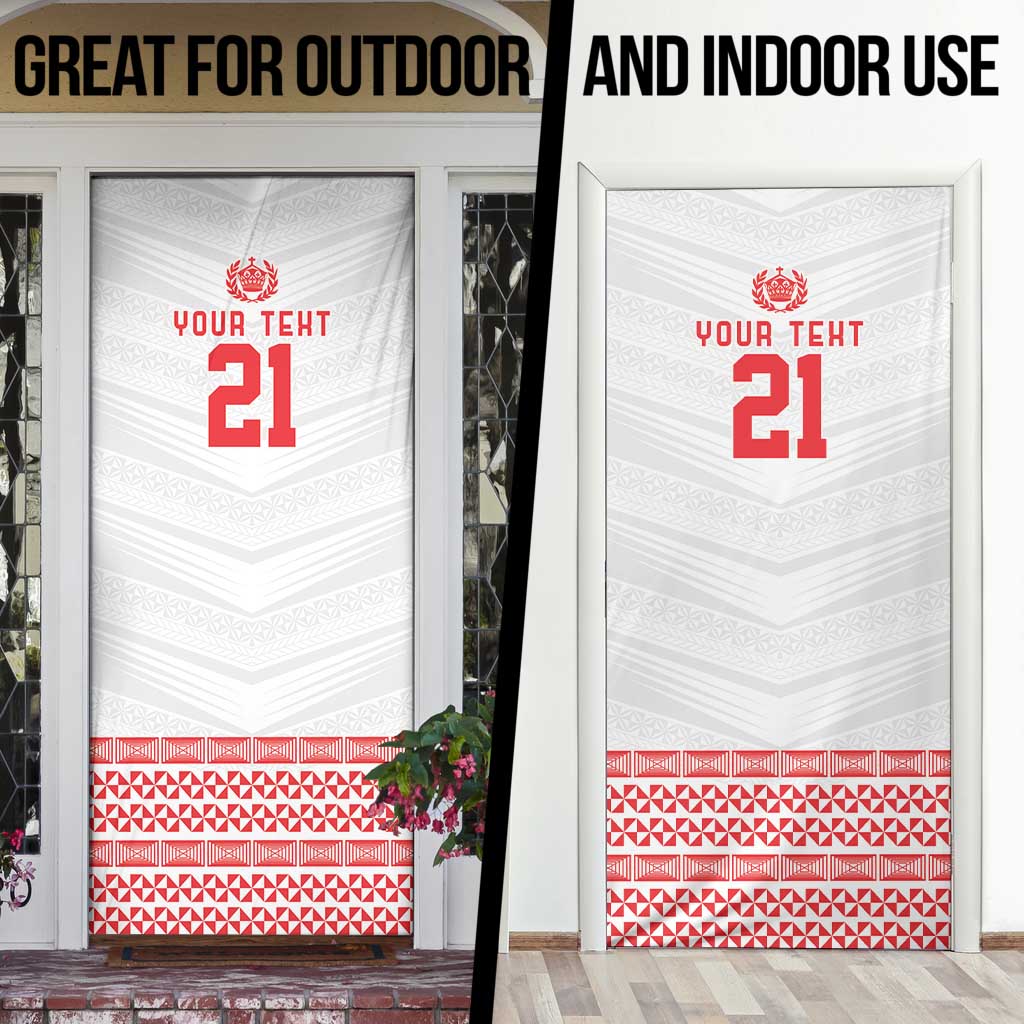 Custom Mate Ma'a Tonga Heritage Door Cover Pacific Tribal Rugby White Edition LT9 - Polynesian Pride