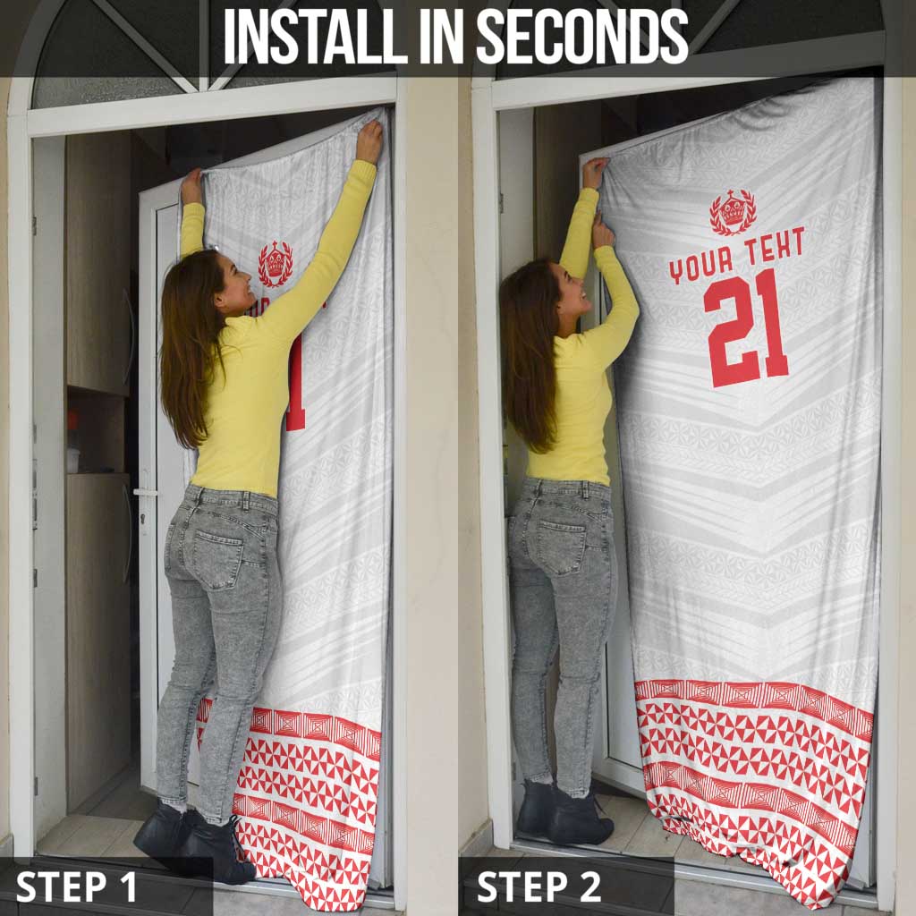 Custom Mate Ma'a Tonga Heritage Door Cover Pacific Tribal Rugby White Edition LT9 - Polynesian Pride