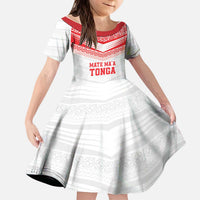 Custom Mate Ma'a Tonga Heritage Kid Short Sleeve Dress Pacific Tribal Rugby White Edition LT9 KID White - Polynesian Pride