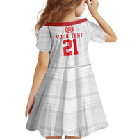 Custom Mate Ma'a Tonga Heritage Kid Short Sleeve Dress Pacific Tribal Rugby White Edition LT9 - Polynesian Pride