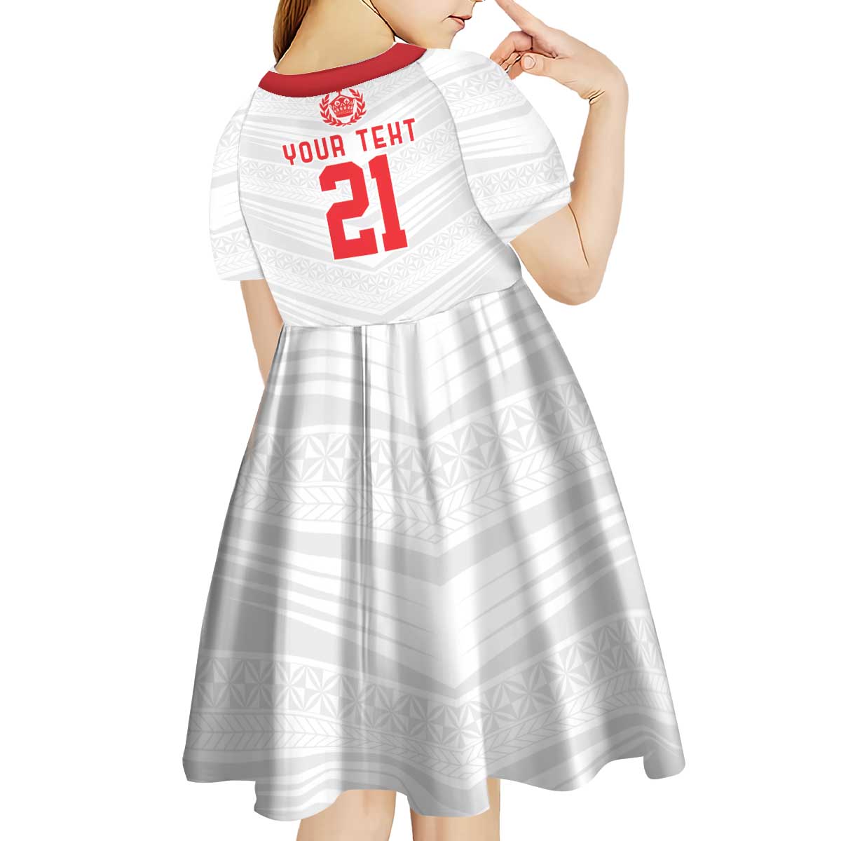 Custom Mate Ma'a Tonga Heritage Kid Short Sleeve Dress Pacific Tribal Rugby White Edition LT9 - Polynesian Pride