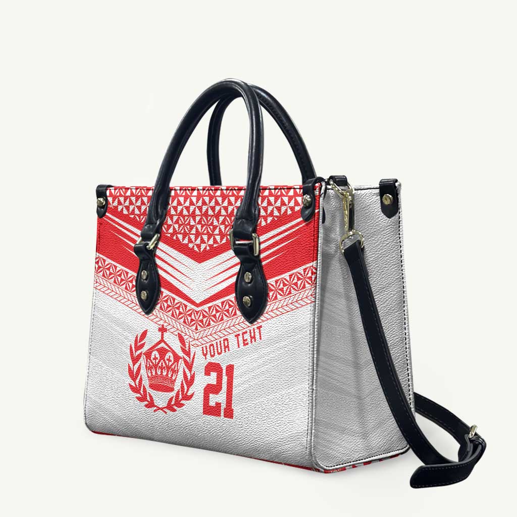 Custom Mate Ma'a Tonga Heritage Leather Bag Pacific Tribal Rugby White Edition LT9 White - Polynesian Pride