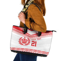 Custom Mate Ma'a Tonga Heritage Leather Tote Bag Pacific Tribal Rugby White Edition LT9 White - Polynesian Pride