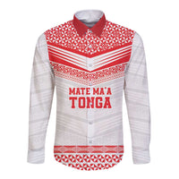 Custom Mate Ma'a Tonga Heritage Long Sleeve Button Shirt Pacific Tribal Rugby White Edition LT9 Unisex White - Polynesian Pride
