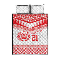 Custom Mate Ma'a Tonga Heritage Quilt Bed Set Pacific Tribal Rugby White Edition LT9 - Polynesian Pride