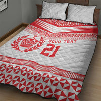 Custom Mate Ma'a Tonga Heritage Quilt Bed Set Pacific Tribal Rugby White Edition LT9 - Polynesian Pride