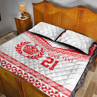 Custom Mate Ma'a Tonga Heritage Quilt Bed Set Pacific Tribal Rugby White Edition LT9 - Polynesian Pride