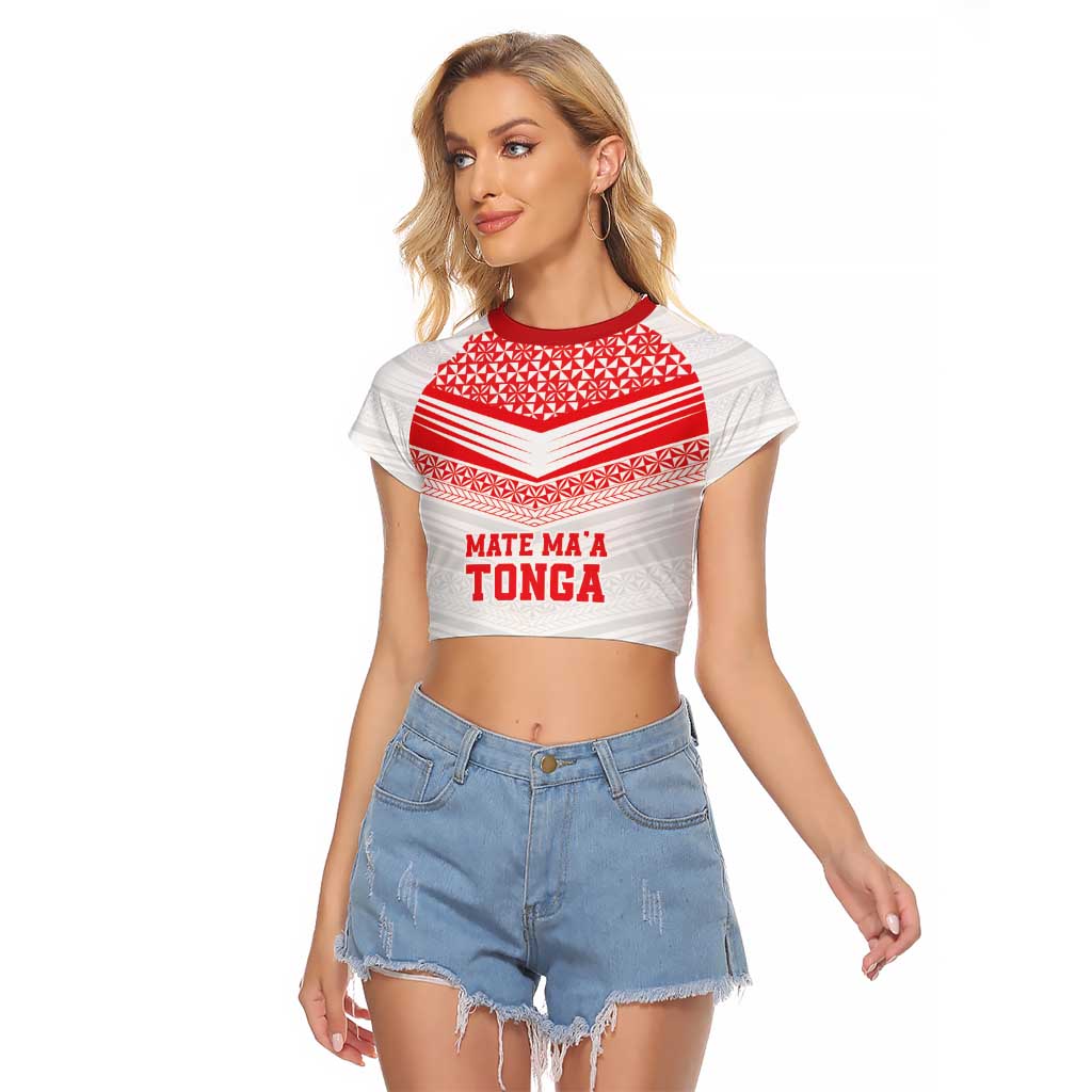 Custom Mate Ma'a Tonga Heritage Raglan Cropped T Shirt Pacific Tribal Rugby White Edition LT9 Female White - Polynesian Pride