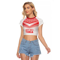 Custom Mate Ma'a Tonga Heritage Raglan Cropped T Shirt Pacific Tribal Rugby White Edition LT9 Female White - Polynesian Pride
