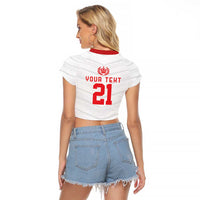 Custom Mate Ma'a Tonga Heritage Raglan Cropped T Shirt Pacific Tribal Rugby White Edition LT9 - Polynesian Pride