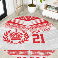 Custom Mate Ma'a Tonga Heritage Round Carpet Pacific Tribal Rugby White Edition LT9 White - Polynesian Pride
