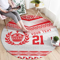 Custom Mate Ma'a Tonga Heritage Round Carpet Pacific Tribal Rugby White Edition LT9 - Polynesian Pride