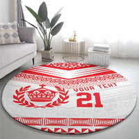 Custom Mate Ma'a Tonga Heritage Round Carpet Pacific Tribal Rugby White Edition LT9 - Polynesian Pride