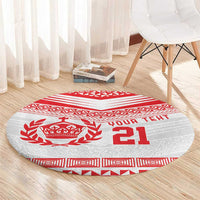 Custom Mate Ma'a Tonga Heritage Round Carpet Pacific Tribal Rugby White Edition LT9 - Polynesian Pride