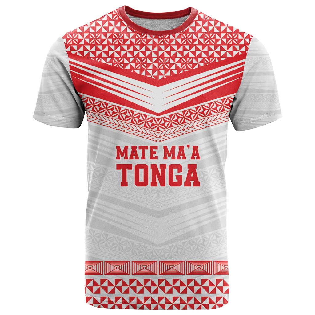 Custom Mate Ma'a Tonga Heritage T Shirt Pacific Tribal Rugby White Edition LT9 White - Polynesian Pride