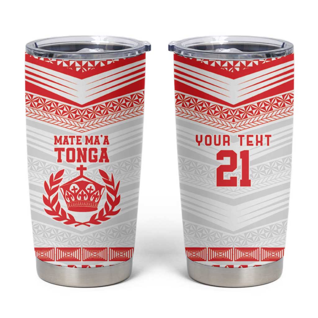 Custom Mate Ma'a Tonga Heritage Tumbler Cup Pacific Tribal Rugby White Edition LT9 White - Polynesian Pride