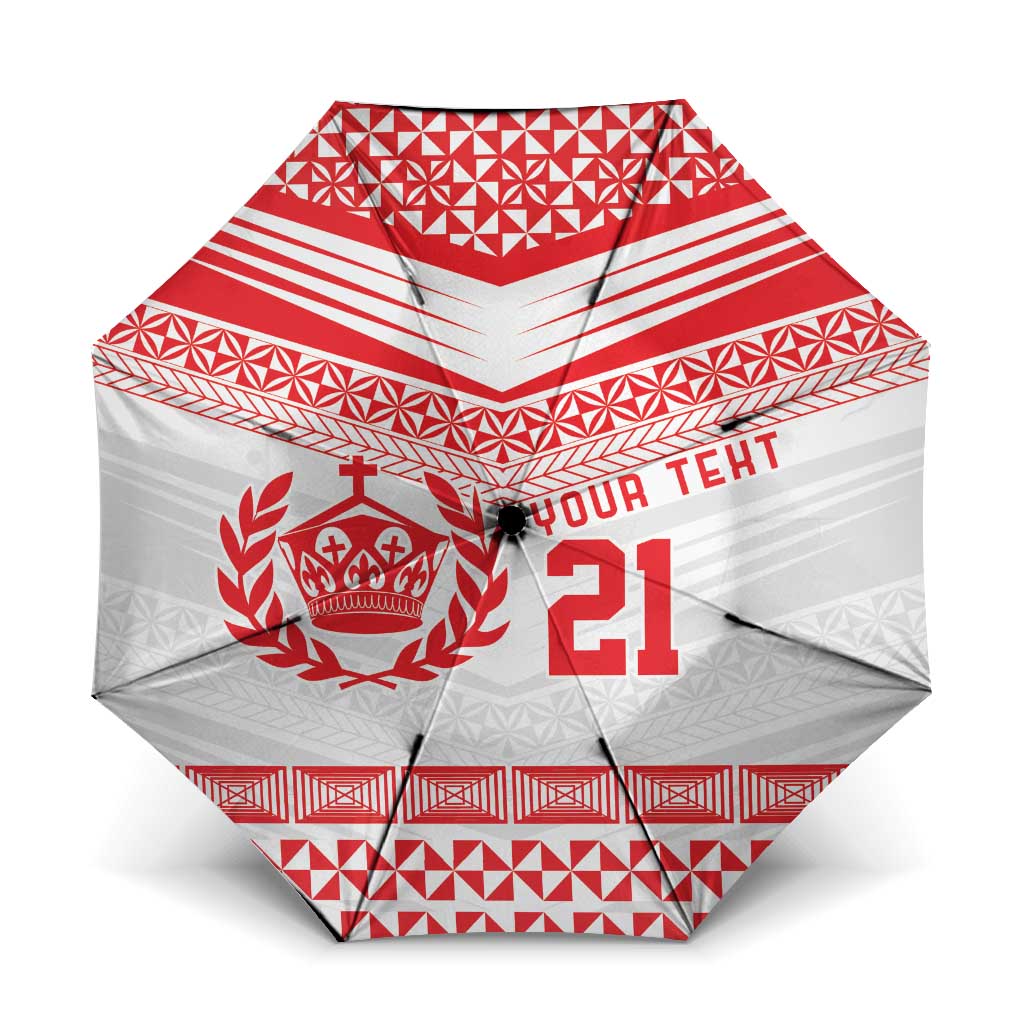 Custom Mate Ma'a Tonga Heritage Umbrella Pacific Tribal Rugby White Edition LT9 One Size Folded 11.42 inch Opened Diameter 37.4 inch White - Polynesian Pride