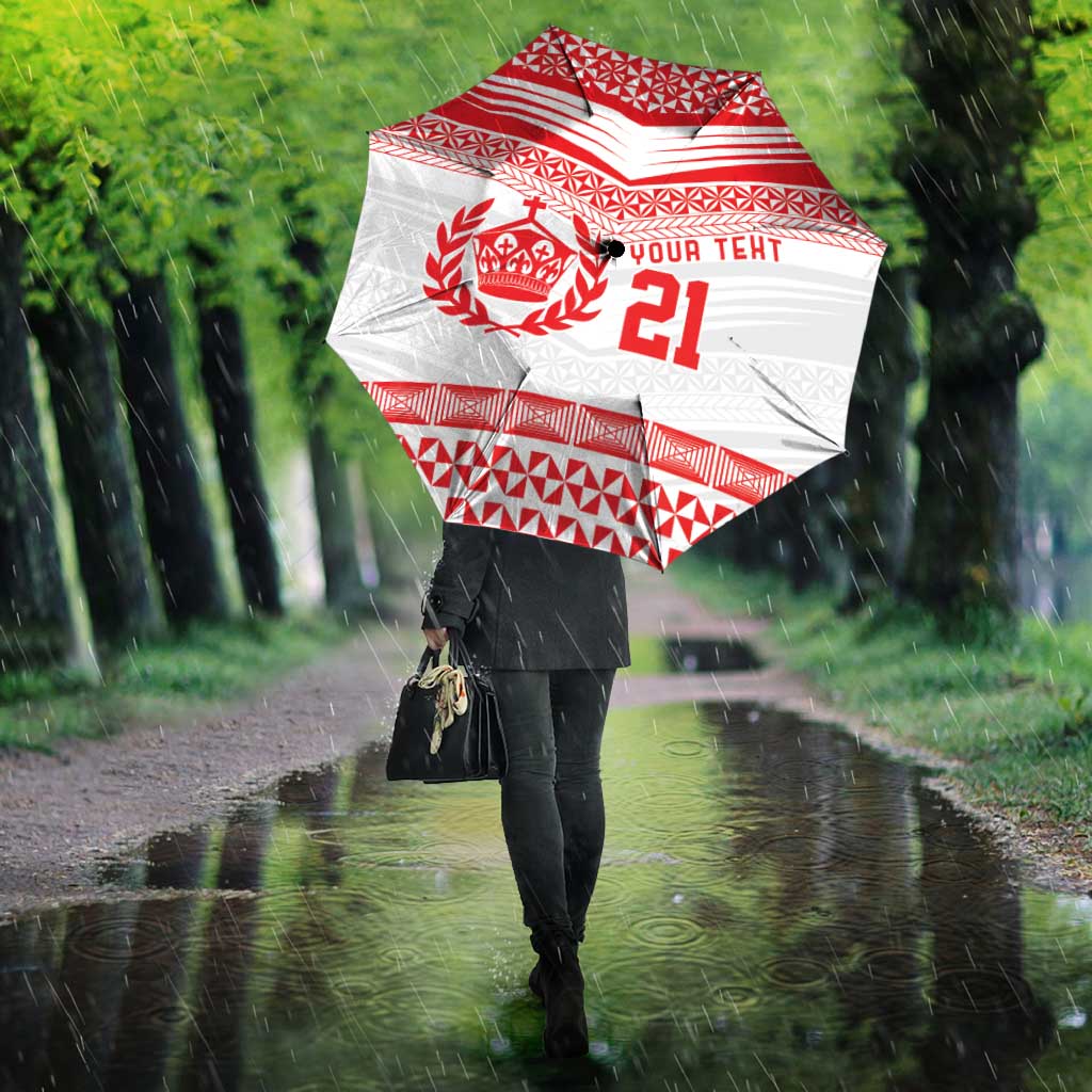 Custom Mate Ma'a Tonga Heritage Umbrella Pacific Tribal Rugby White Edition LT9 - Polynesian Pride