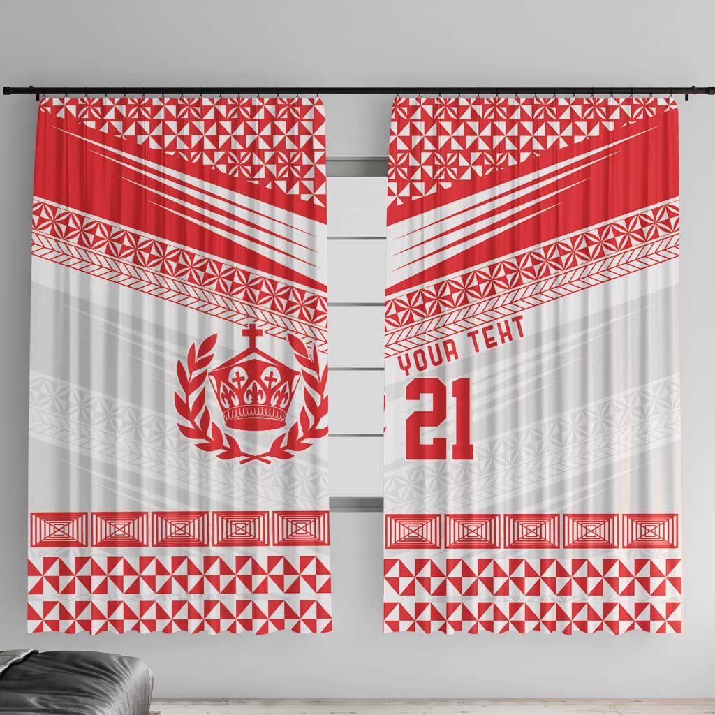 Custom Mate Ma'a Tonga Heritage Window Curtain Pacific Tribal Rugby White Edition LT9 With Hooks White - Polynesian Pride