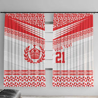 Custom Mate Ma'a Tonga Heritage Window Curtain Pacific Tribal Rugby White Edition LT9 With Hooks White - Polynesian Pride