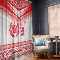 Custom Mate Ma'a Tonga Heritage Window Curtain Pacific Tribal Rugby White Edition LT9 - Polynesian Pride