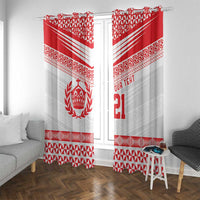 Custom Mate Ma'a Tonga Heritage Window Curtain Pacific Tribal Rugby White Edition LT9 With Grommets White - Polynesian Pride