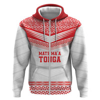 Custom Mate Ma'a Tonga Heritage Zip Hoodie Pacific Tribal Rugby White Edition LT9 Zip Hoodie White - Polynesian Pride