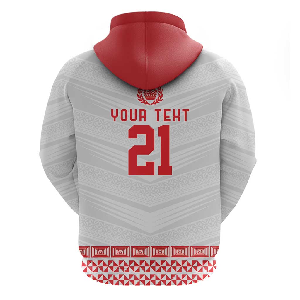 Custom Mate Ma'a Tonga Heritage Zip Hoodie Pacific Tribal Rugby White Edition LT9 - Polynesian Pride