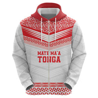 Custom Mate Ma'a Tonga Heritage Zip Hoodie Pacific Tribal Rugby White Edition LT9 - Polynesian Pride