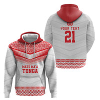 Custom Mate Ma'a Tonga Heritage Zip Hoodie Pacific Tribal Rugby White Edition LT9 - Polynesian Pride