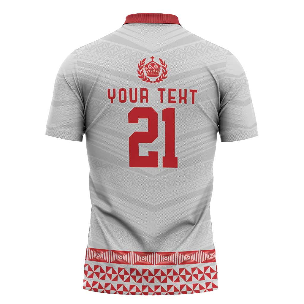 Custom Mate Ma'a Tonga Heritage Zipper Polo Shirt Pacific Tribal Rugby White Edition LT9 - Polynesian Pride