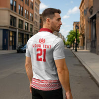 Custom Mate Ma'a Tonga Heritage Zipper Polo Shirt Pacific Tribal Rugby White Edition LT9 - Polynesian Pride
