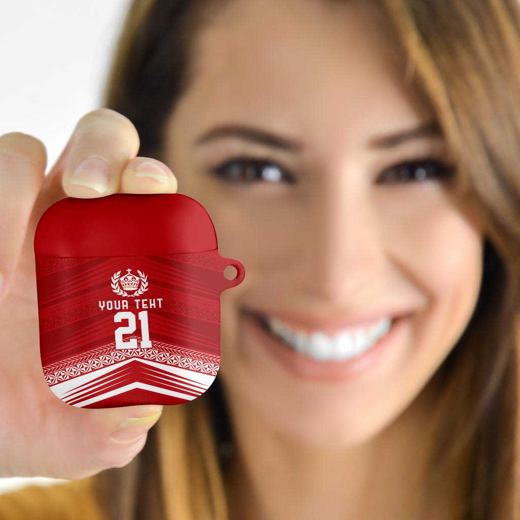 Custom Pacific Rugby Spirit AirPods Case Tonga Ngatu Pride Red Edition LT9 - Polynesian Pride
