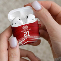 Custom Pacific Rugby Spirit AirPods Case Tonga Ngatu Pride Red Edition LT9 - Polynesian Pride