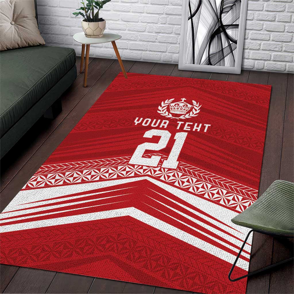 Custom Pacific Rugby Spirit Area Rug Tonga Ngatu Pride Red Edition LT9 Red - Polynesian Pride
