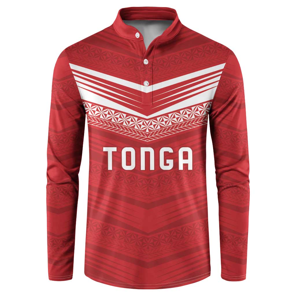 Custom Pacific Rugby Spirit Button Sweatshirt Tonga Ngatu Pride Red Edition LT9 Red - Polynesian Pride