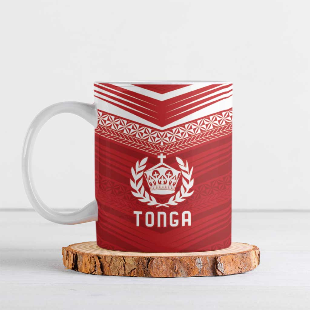 Custom Pacific Rugby Spirit Ceramic Mug Tonga Ngatu Pride Red Edition LT9 Red - Polynesian Pride