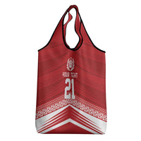 Custom Pacific Rugby Spirit Grocery Bag Tonga Ngatu Pride Red Edition LT9 - Polynesian Pride