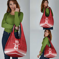 Custom Pacific Rugby Spirit Grocery Bag Tonga Ngatu Pride Red Edition LT9 - Polynesian Pride